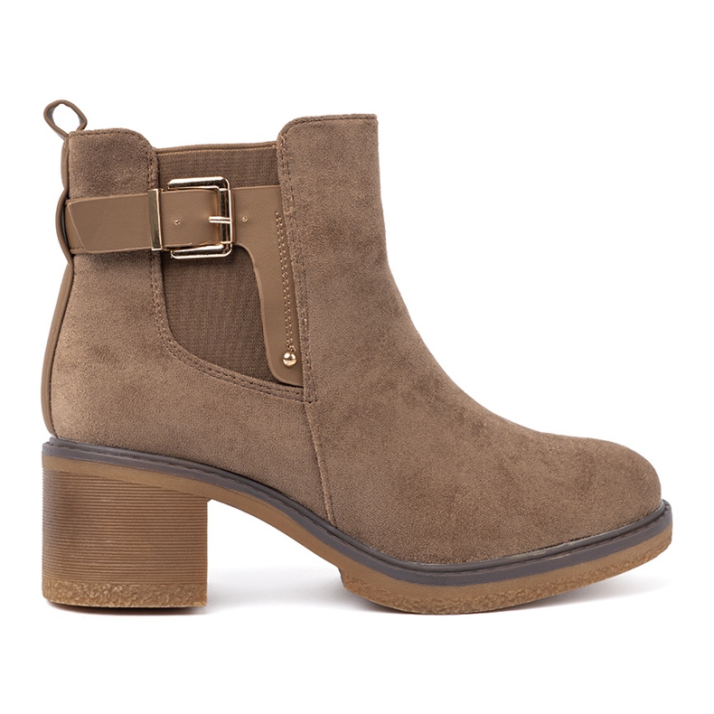 Shelvt Botas beige elegantes con un cómodo talón