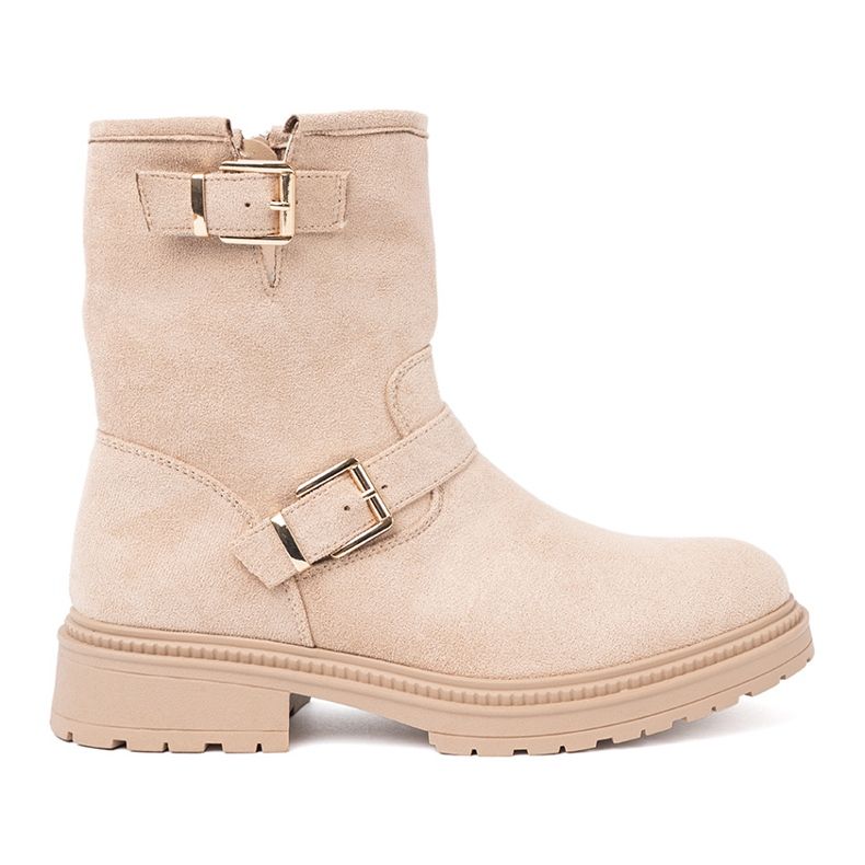 Shelvt Elegantes botas jsnobeżowe con hebillas decorativas