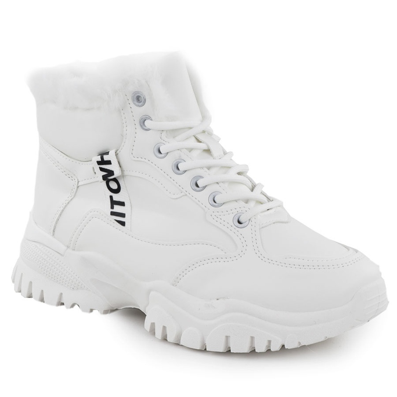 Zapatillas de deporte para mujeres aisladas en una plisa única News White 9121 blanco