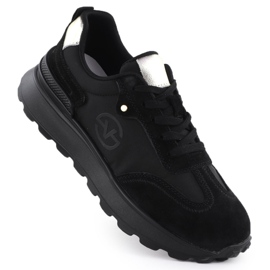 Zapatos deportivos de cuero para mujeres Black Vinceza 41491 negro