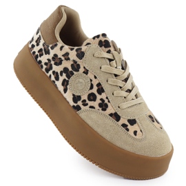 Zapatos de gamuza para mujeres con estampado de leopardo en la plataforma Big Star SS274763