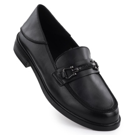 Zapatos de cuero para mujeres, mocasines negros, Vinceza 18112