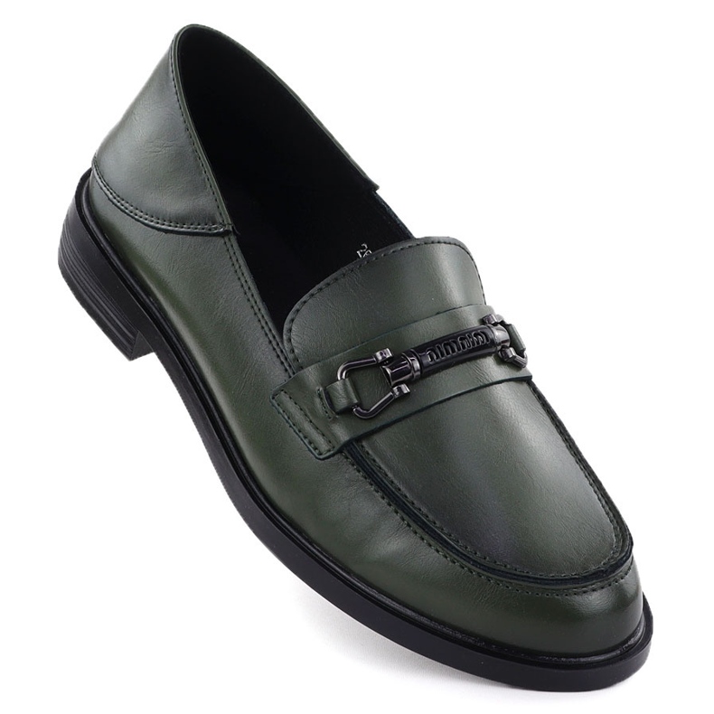 Zapatos de cuero mocasines para mujeres Verde Vinceza 18112
