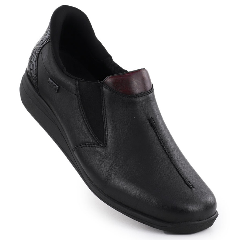 Zapatos de cuero para mujeres en las cuñas Black Rieker 47253-00