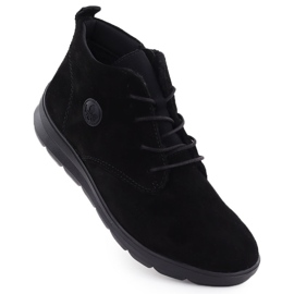 Botas de cuero de cuero para mujeres Black Rieker Z0022-00 negro
