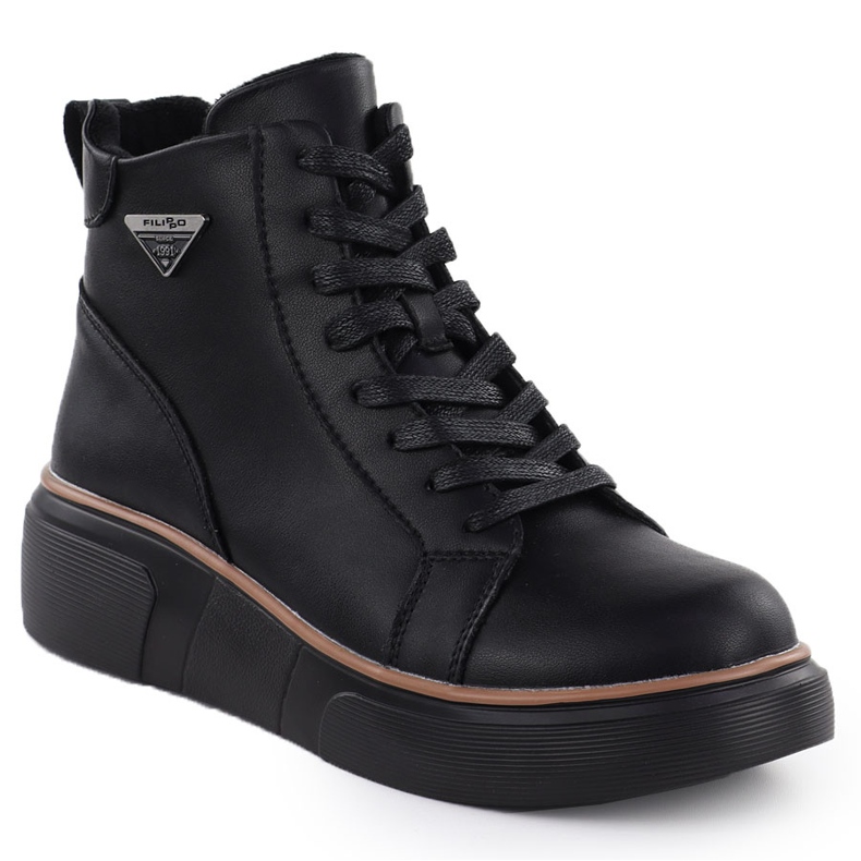 Botas de cuero para mujeres en cuñas negras filippo dbt6452