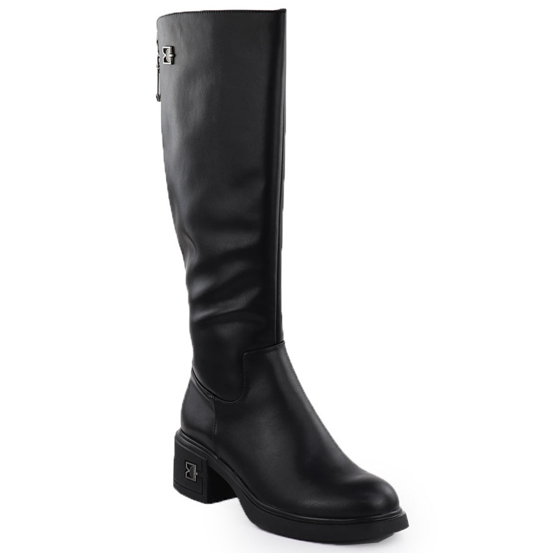 Botas de cuero para mujeres Black Vinceza 26-66823