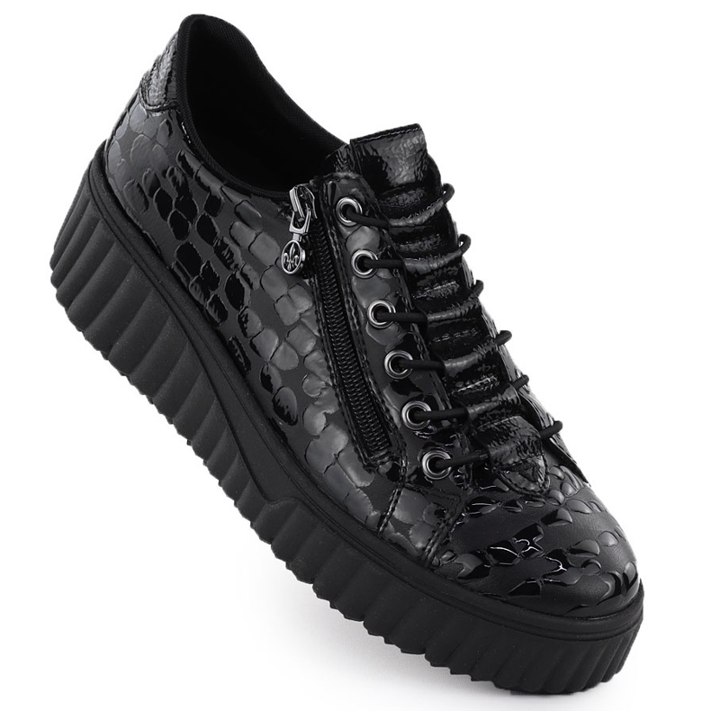 Zapatos lacados para mujeres Krok Black Rieker N2555-00