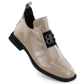 Botas de cuero para mujeres barnizadas con decoración beige filippo dbt4763