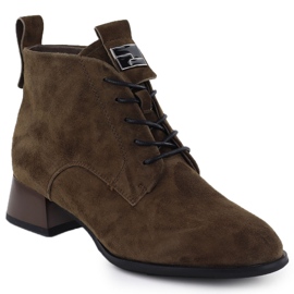 Tacones de cuero para mujeres Brown Vinceza 66805 marrón