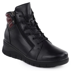 Botas de cuero para mujeres en cuñas negras Vinceza 39963