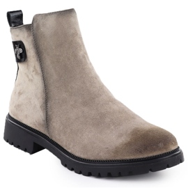 Botas de ante para mujeres Khaki Potocki 19314 verde