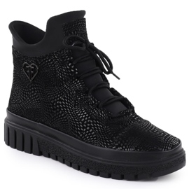 Botas de cuero para mujeres brillantes Filippo Negro DBT7302