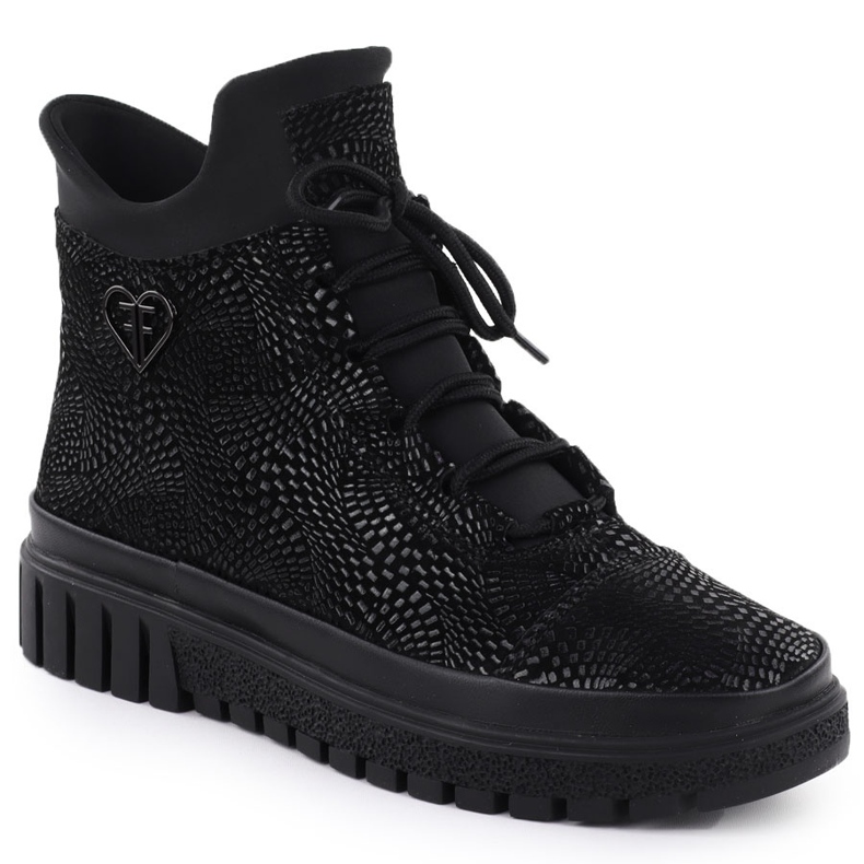 Botas de cuero para mujeres brillantes Filippo Negro DBT7302