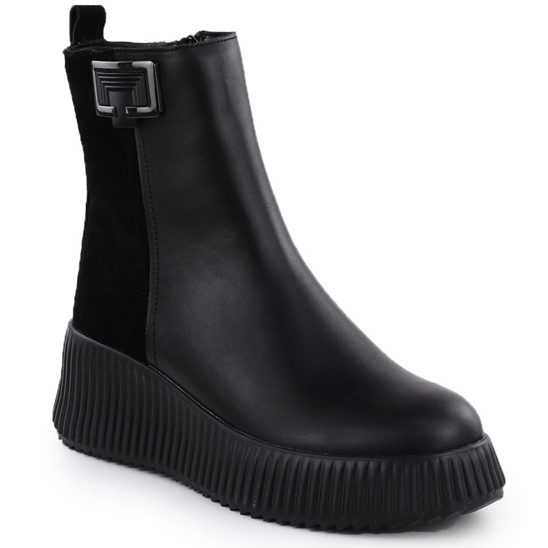 Botas de cuero para mujeres en cuñas negras filippo dbt7268