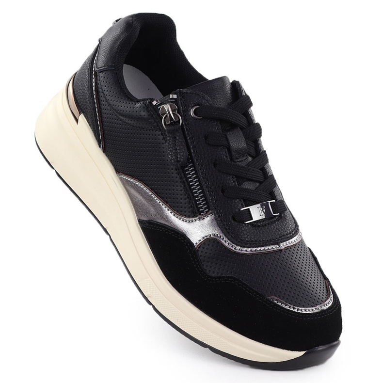 Zapatos de mujer metálicos de cuero Filippo negro DP7105/25