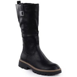 Botas en la plataforma femenina Black Jezzi ASA259-9