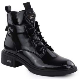 Botas barnizadas de cuero en el Vinceza negro 26-39954