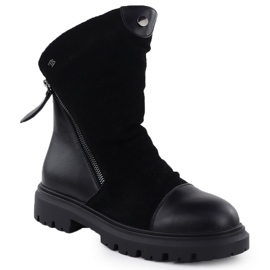 Botas de cuero para mujeres en la plataforma Black T.Sokolski Z25-163