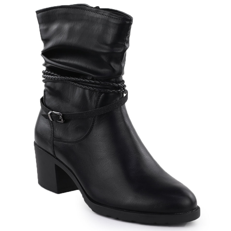 Botas arrugadas en el bloque Jezzi negro ASA128-63 de mujeres