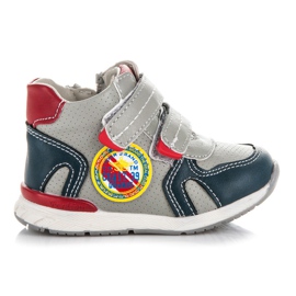American Club Botines con velcro y cremallera. azul marino rojo gris