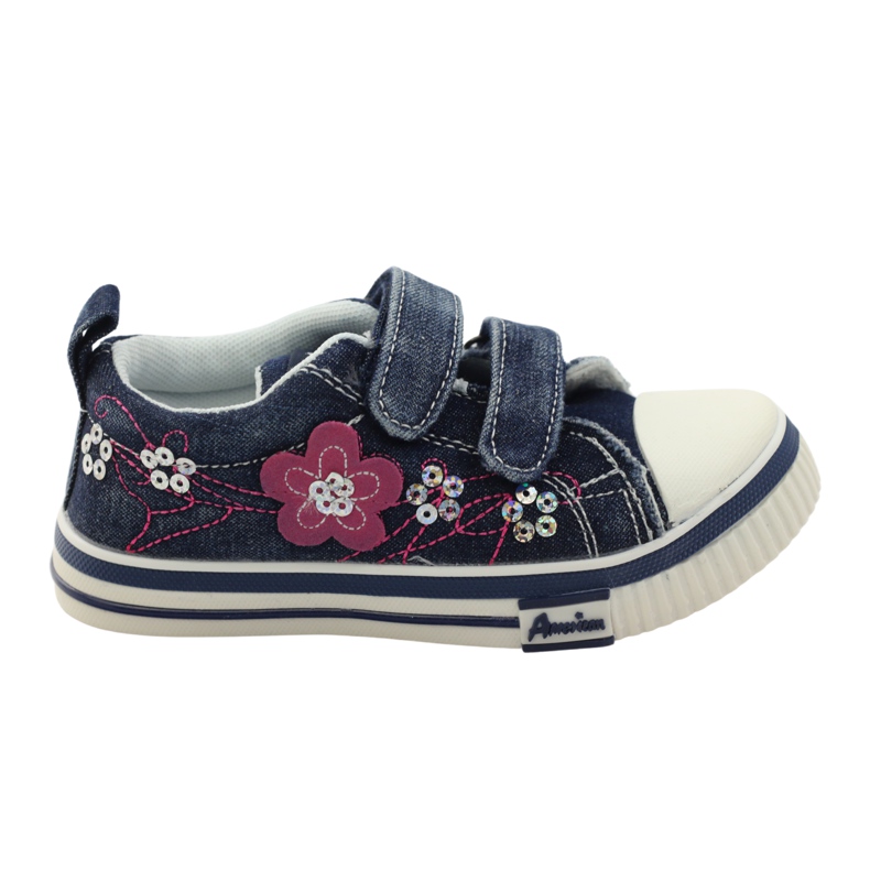 American Club tenis American 15069 con lentejuelas azul marino rosado blanco