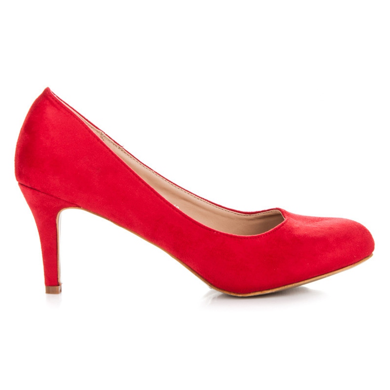 Belle Women Tacones bajos de ante rojo
