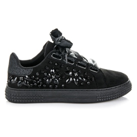 Bello Star Zapatillas Con Cristales negro
