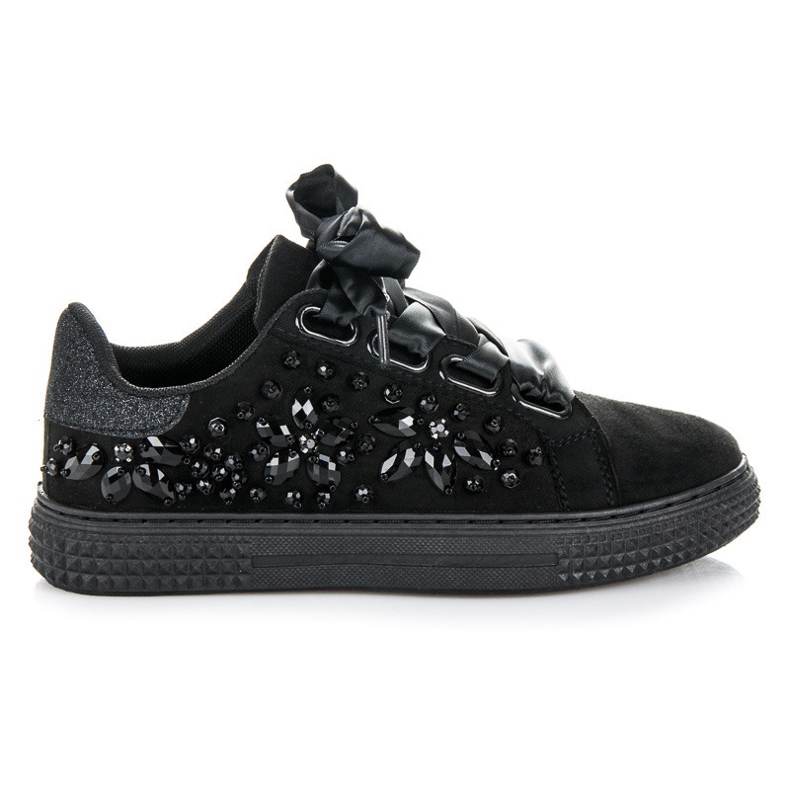 Bello Star Zapatillas Con Cristales negro