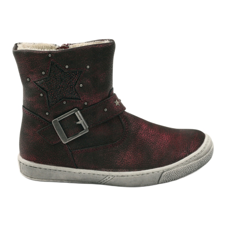American Club Botas de invierno, botas burdeos con cremallera americana. rojo