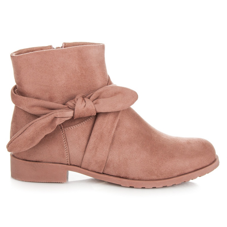 Ideal Shoes Botines de ante con cremallera rosado