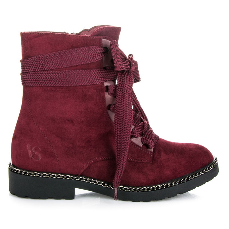 Vices New Collection Botas con cordones anchos granate rojo