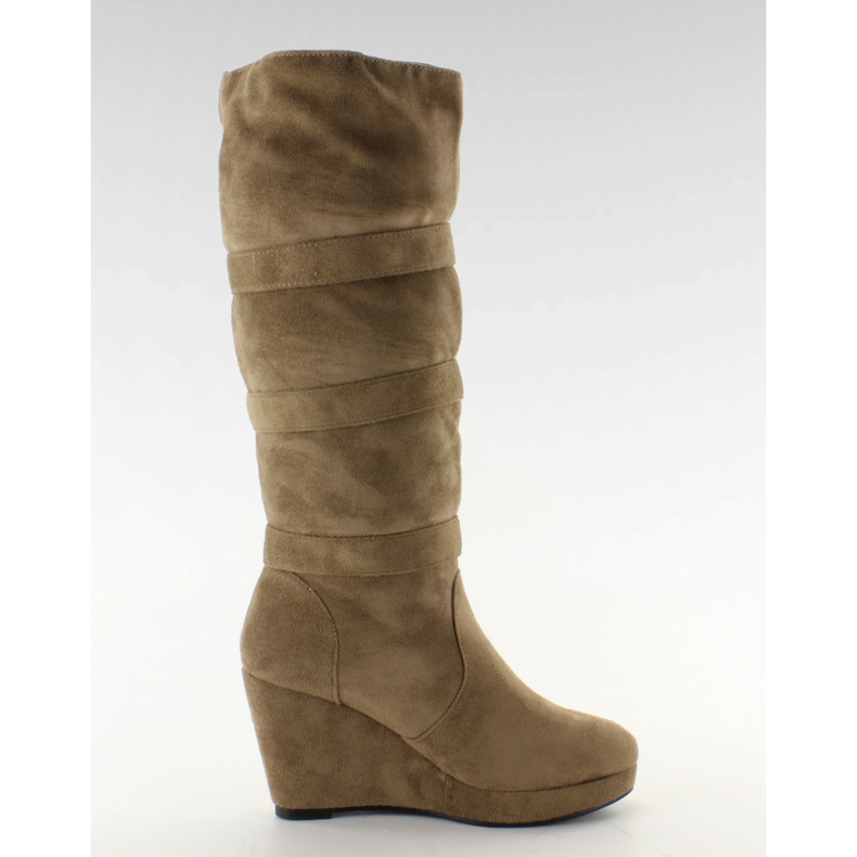 Botas de cuña TE830-7Y gris topo marrón