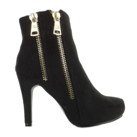 Botas doradas A857-1 Cremalleras negras negro