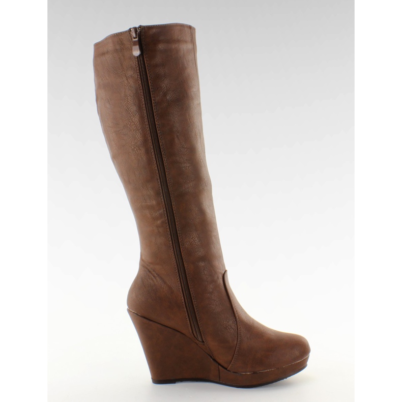 Botas de cuña lisas 9515 marrón