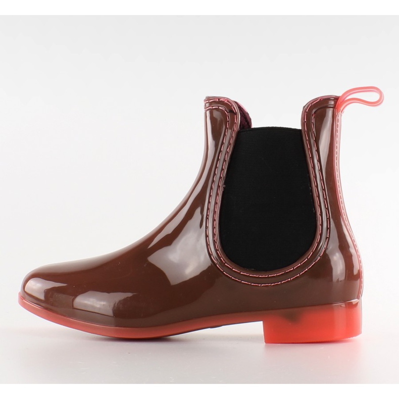 Wellingtons con tacón transparente coral PT28 marrón