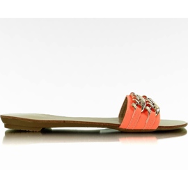 Pantuflas con cadena de oro albaricoque-fluo naranja