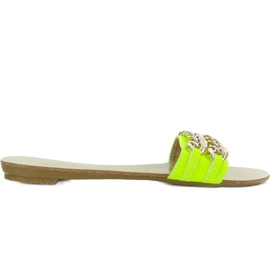 Pantuflas con cadena de oro MB-6272 amarillo-fluo dorado