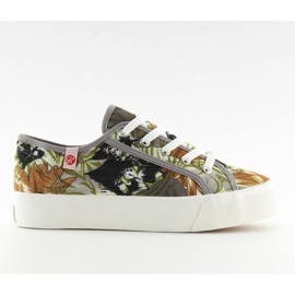 Zapatillas deportivas, suela gruesa K145403 FLORES-GRIS multicolor