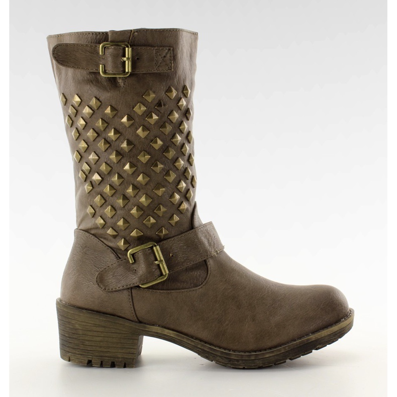 Botas con tachuelas de color caqui HU929