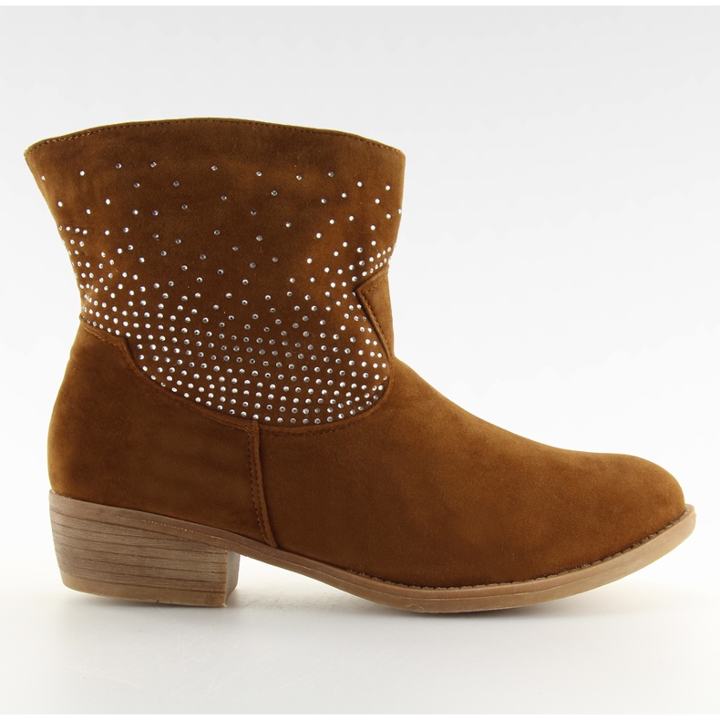 Botines con circonita cúbica 6914 camel marrón