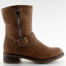 Botas con cremallera camello 376-PA marrón