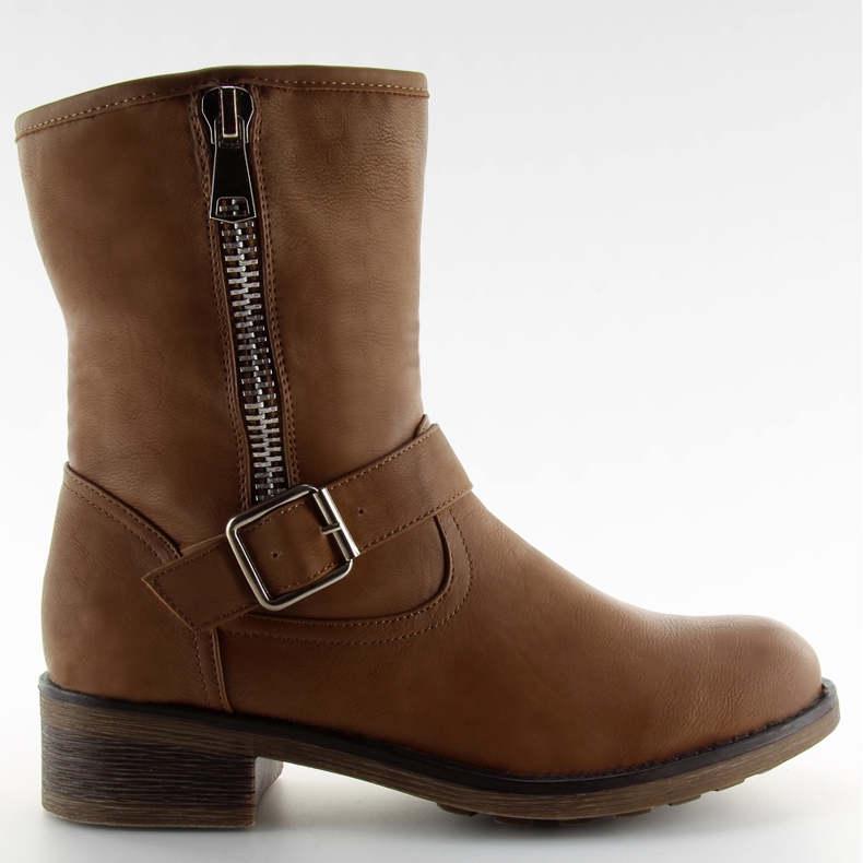 Botas con cremallera camello 376-PA marrón