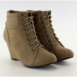 Botas de cuña con cordones LL1278 caqui