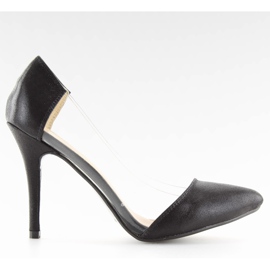 Tacones de aguja negros asimétricos L-836 negro