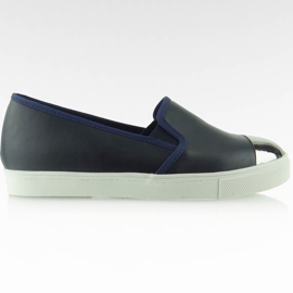 Slip-on con placa en los dedos Y632 Navy azul marino