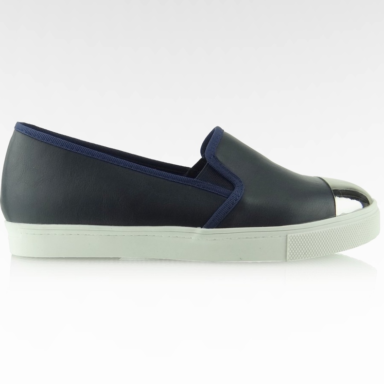 Slip-on con placa en los dedos Y632 Navy azul marino