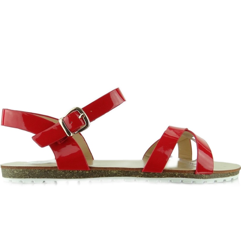 Sandalias rojas con rayas barnizadas rojo
