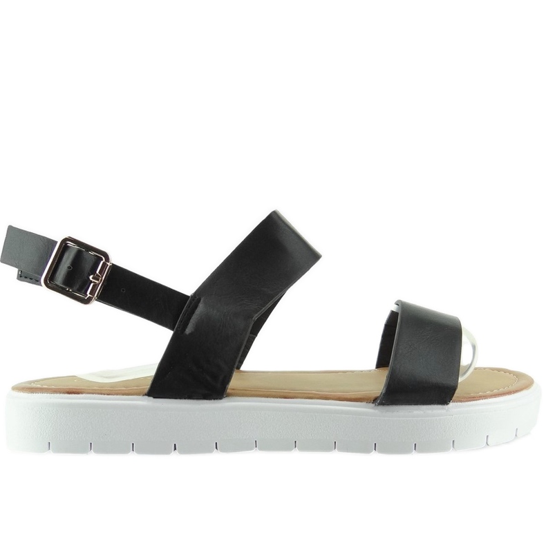 Sandalias negras en la suela deportiva LC-7 negro Sandalias negras en la suela deportiva LC-7 negro