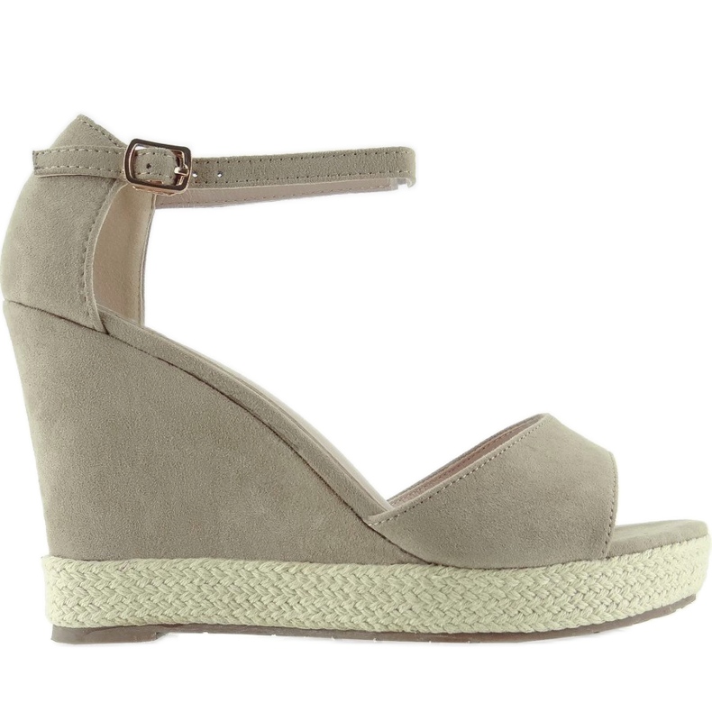 Sandalias cuña lino Cuerda albaricoque marrón